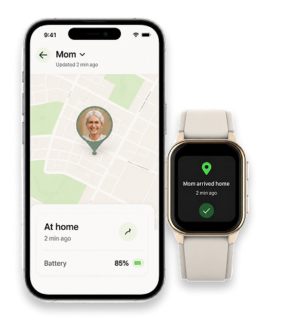 A phone showing live location on a map